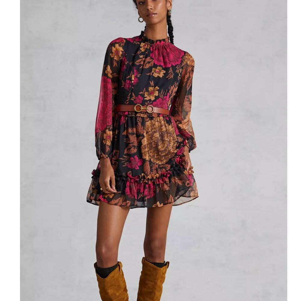 Anthropologie Porridge Open-Back Floral Mini Dress